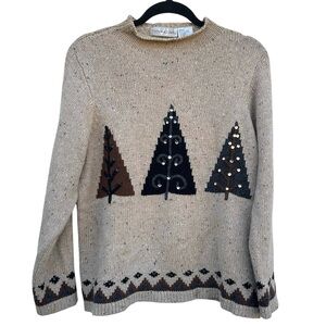 Vintage Christmas holiday tree sweater S